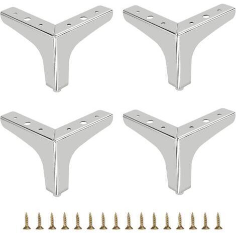 10cm Pied de canapé en métal 4 pcs Pieds de meuble modernes Pieds de meuble de canapé Pieds de rehausseur de meubles Pieds de rechange pour meuble TV Canapé Placard, Argent (1/5)