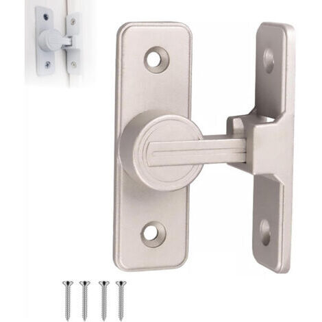 Verrou Serrure de Fermeture Porte Interieure Coulissante, 90° Loquet de Crochet a Porte Bascule, Verrou porte interieure,Argent (1/5)