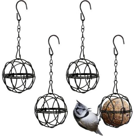 4 Pièces Mangeoires à Boules de Graisse Suspendues Mangeoire à Oiseaux Support à Oiseaux en Boule de Graisse en Métal avec 4 Crochets en Forme de S pour Jardin Extérieur Faune Oiseaux Finch (1/5)