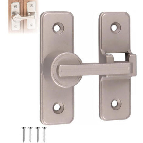 Verrou Serrure de Fermeture Porte Interieure Coulissante, 180° Loquet de Crochet a Porte Bascule, Verrou porte interieure,Argent (1/5)
