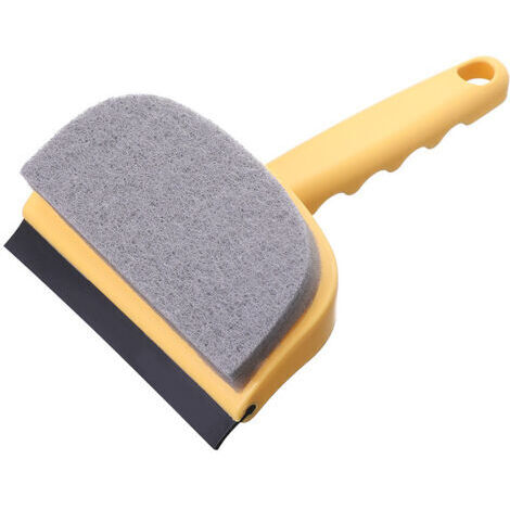 Éponge jaune, 11,519 cm, tête de brosse double face, brosse de nettoyage pour miroirs en verre, raclette à vitre. (1/5)