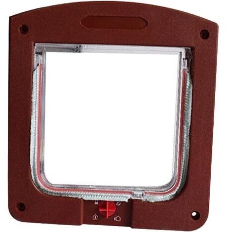 Porte pour chat adaptée aux chats et aux chiens, petite porte pour chat avec micropuce, verrouillage à quatre points, facile à installer (marron) (1/5)