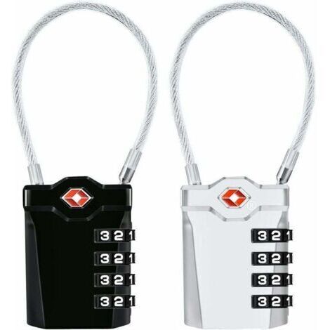 Cadenas à Bagages, Lot de 2, Cadenas à Combinaison 4 Chiffres pour Valise et Sacoche (Noir + Argent) (1/5)