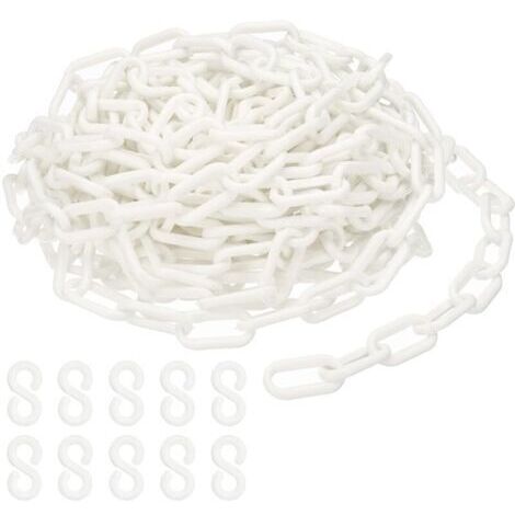 Maillons de chaîne en plastique blanc, 10M,6 mm, pour barrières, parkings, clôtures, portails et décoration