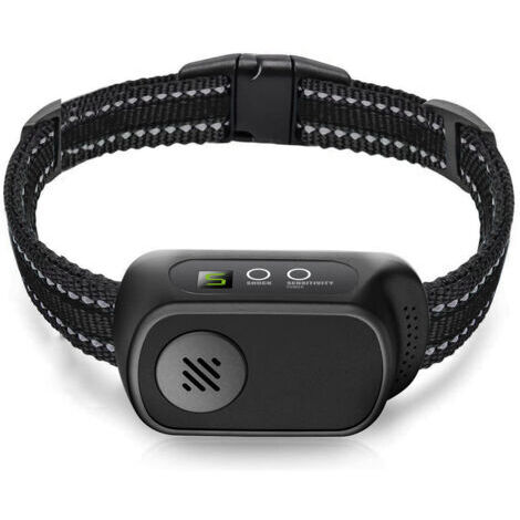 Collier Anti-aboiements Automatique Rechargeable pour Chiens,5 Niveaux de Sensibilité Réglables, Modes Vibration, Choc Statique et Son, Adapté Aux Chiens de Petits,Taille Moyenne,Grande
