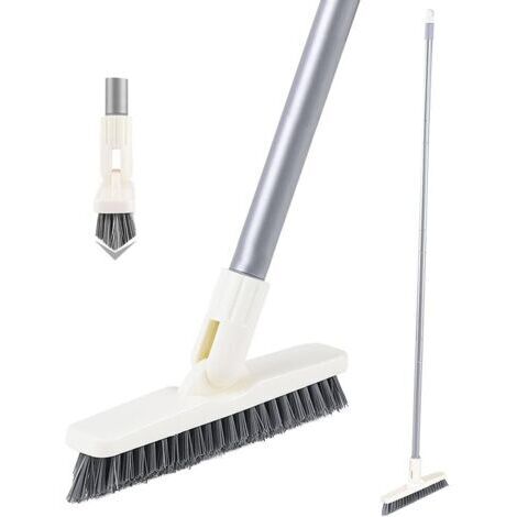 Brosse de nettoyage de coulis à long manche pour sols carrelés, buse rotative et brosse de nettoyage d'angle, brosse de nettoyage de coulis à poils pour lignes (1/4)