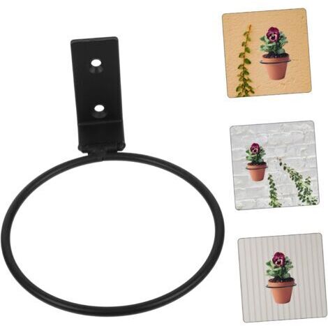 Support mural pliable pour pots de fleurs en fer, diamètre 20 cm, noir, adapté au jardin, au balcon, 1 pièce