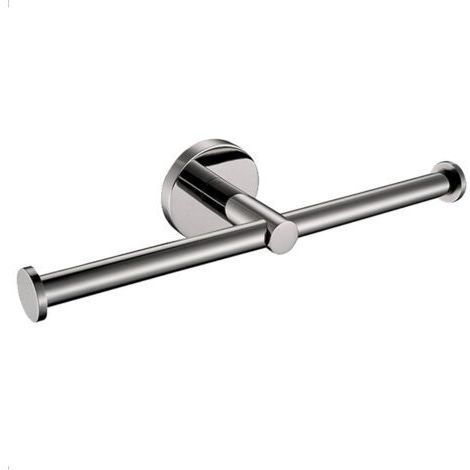 Double Porte Papier Toilette Chromé Support Rouleau Papier Hygiénique Fixation Murale Dérouleur Papier WC Argenté Moderne 2 en 1 en Acier Inoxydable pour Salle de Bain (1/5)