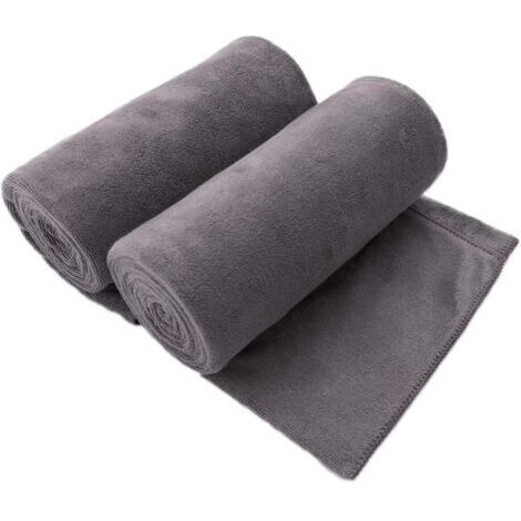 Serviettes de bain en microfibre, lot de 2 (70 x 140 cm), grande taille, ultra douces, super absorbantes, séchage rapide, couleurs résistantes, idéales pour le sport, les voyages, le fitness, le spa e (1/3)