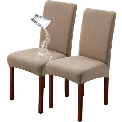 Lot de 2 housses de chaise de salle à manger extensibles, amovibles et lavables (sable) (1/5)