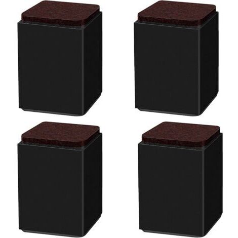 (Noir 10cm) 4PCS pieds de support de meuble, booster en acier carbone auto-adhésif, carré 6x6cm, pour canapé, lit, meuble TV, booster de meuble, hauteur 5cm/10cm, noir/blanc/marron (1/3)