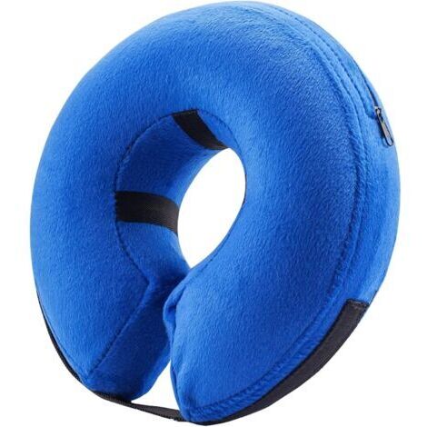 Collier gonflable bleu pour chien, taille M, tour de cou 25-36 cm, un collier souple adapté aux chiens, pour le maintien du cou.