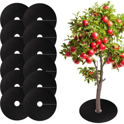 Lot de 12 Toile Anti-Mauvaises Herbes,Biodégradable, Paillage Jardin, Toile Hivernage Plante Exterieur,Diamètre 52cm (1/5)