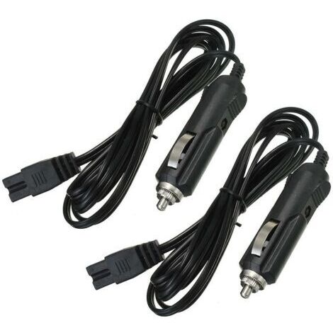 Câble de chargeur 2m 12V pour glacière de voiture – Prise allume-cigare 2 broches – Matériau ABS – Compatible avec glacières