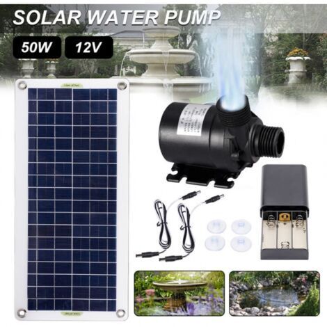 Pompe solaire 50W sans balais – Débit 800L/H – Hauteur de refoulement 5m – Panneau solaire 43x20cm – Moteur silencieux