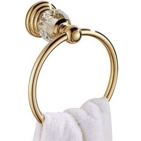 Pendentif de salle de bain en cristal plaqué or, anneau de serviette de salle de bain en acier inoxydable, poinçonné pour salle de bain et cuisine (1/5)