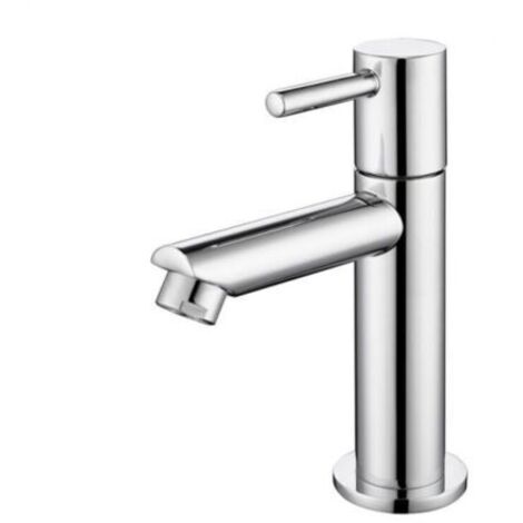 Robinet de lave-mains en laiton chromé – Aérateur ABS démontable – Corps en cuivre de qualité – Finition durable – Design cylindrique (1/5)