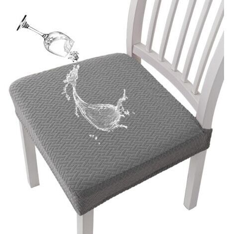 Housses de chaise extensibles en jacquard imperméable pour salle à manger, lot de 2 (gris clair, 2 pièces) (1/5)
