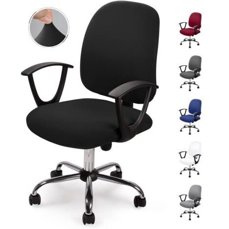 Housse de chaise de bureau Housses de chaise Amovible universel Moderne Simplism Style rotatif Housses de chaise pour Fauteuil de Bureau Rotatif Chaise pivotante Accoudoirs Chaise (Noir, 1)NO Chaise (1/5)