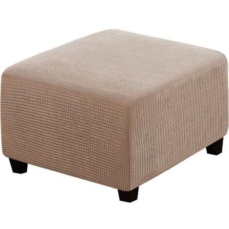 Housse de tabouret carrée élastique pour tabouret de rangement et repose-pieds (Kaki) (1/5)