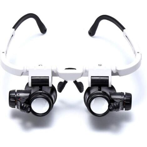 Lunettes loupe à fixation sur la tête, bandeau loupe avec lumière LED, loupe de bijoutier avec 3 lentilles interchangeables 8X 15X 23X, pour bijoux, lunettes, montre, outil de réparation électronique (1/5)