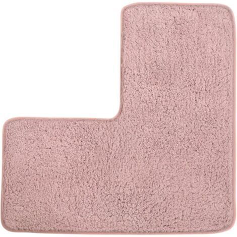 Tapis de bain en L, tapis de salle de bain, tapis de bain d'angle, tapis lavable, tapis de bain doux absorbant l'eau, tapis de sol antidérapant pour salle de bain, chambre, cuisine, salon (rose) (1/5)