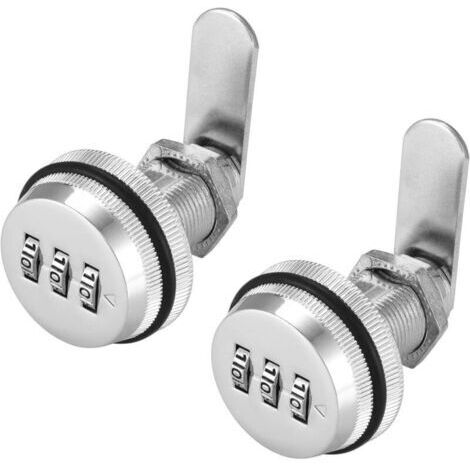 Lot de 2 verrous de sécurité à combinaison avec code par mot de passe pour la sécurité des boîtes, tiroirs, boîtes aux lettres, portes (argent) (1/5)