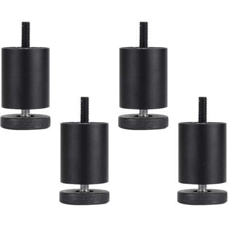 Pieds de meuble réglables en aluminium avec tige filetée, pieds de table en métal, pieds de canapé, noir mat, lot de 4 (8cm / 3.1in)