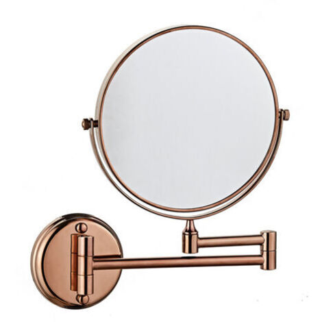 Miroir de courtoisie mural double face pliable rotatif 3X miroir grossissant 6 pouces pour salle de bain toilette chambre à coucher, or rose (1/5)