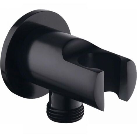 (noir)Support de douchette à main, coude de raccordement mural avec support de douche, support rond pour pommeau de douche, coude de douche universel avec support de douche/raccord de douchette (1/5)