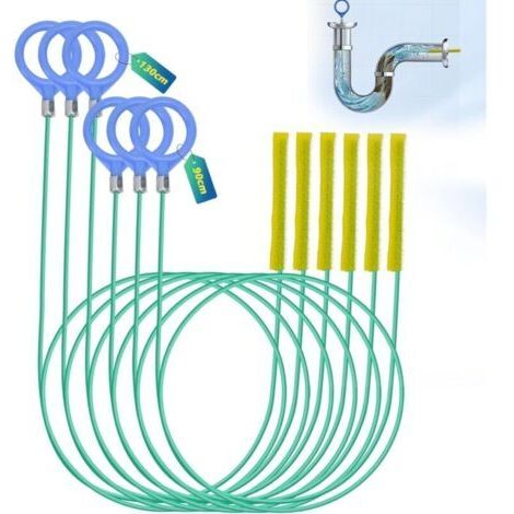 6 Pcs Furet Plomberie - Flexible Brosse Nettoyage Deboucheur Canalisation Professionnel pour Nettoyage d\\'évier, Tuyaux,90cm+130cm