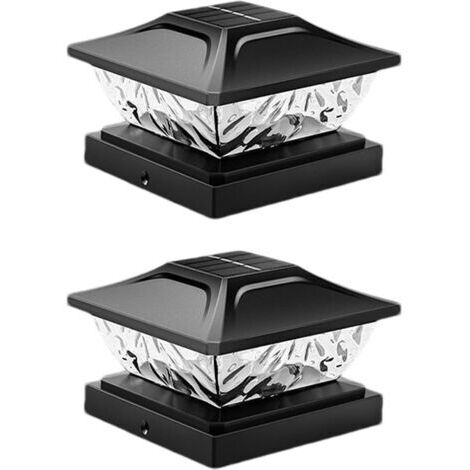 Lampes de clôture, lampadaires solaires, LED étanches, double mode d'éclairage, éclairage extérieur pour portails, jardins, terrasses, paysages et allées, 14,8 x 14,8 x 9,4 cm, 2 pièces (1/5)