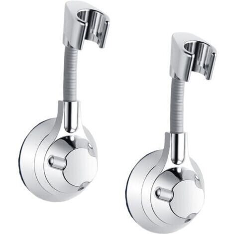 Support de pommeau de douche à angle réglable, sans perçage, support mural, support universel (lot de 2, argent) (1/4)