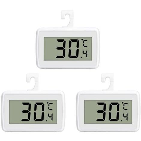 Thermomètre, thermomètre numérique pour réfrigérateur congélateur avec modes de placement d'affichage LCD de lecture suspendus, debout - 3 pièces