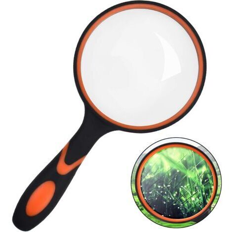 Loupe 10X, Loupe 100mm / 4inch Loupe de lecture portable avec poignée en caoutchouc souple antidérapante pour la lecture de livres, l'inspection, l'observation des insectes et des loisirs
