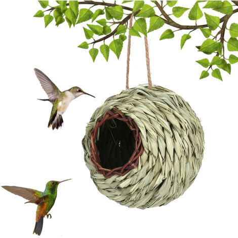 Nid d'oiseau sphérique, vert, 1313cm, nichoir tissé à la main, décoration de jardin, décoration chaleureuse et confortable.