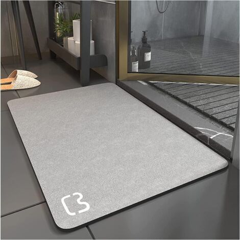 Tapis de Bain Antidérapant Super Absorbant Diatomite Tapis Salle de Bain Microfibre Baignoire Douche Doux Séchage Rapide-50x80cm (1/5)