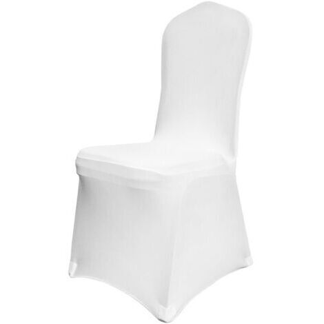 Couverture Housses de Chaise Mariage 5 Pieces Housse de Chaise Blanche Housse de Chaise Banquet pour Chaises sans Bras Polyester et Elasthanne Elastique Soiree Celebration Decoration