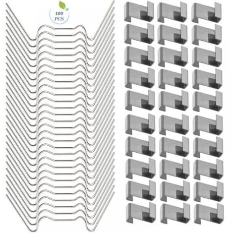 100 pinces à verre pour serre (50 clips en acier inoxydable 304 (largeur), 50 clips en acier inoxydable 301 (largeur)). (1/5)