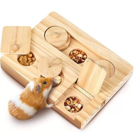 Distributeur de nourriture pour hamster, marron, 18 x 13,5 cm, 1 distributeur de friandises Jouet interactif amusant pour la recherche de nourriture (1/5)