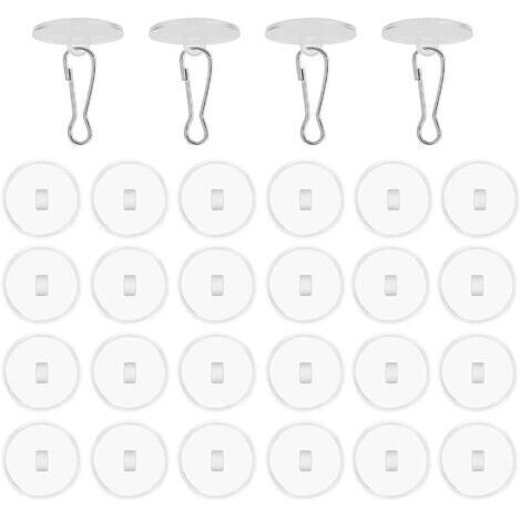 30 crochets de plafond auto-adhésifs transparents sans perçage crochets de support de plafond avec clips de mât de drapeau crochets décoratifs pour accrocher des carillons éoliens, salon, chambre, sal (1/5)