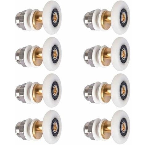 Roulette Porte Douche,Roulettes de Porte Coulissante Cabine de Douche Porte Poulies Roue de Rechange pour Rouleau avec Diamètre de Roues 27mm,8 Pièces (1/5)