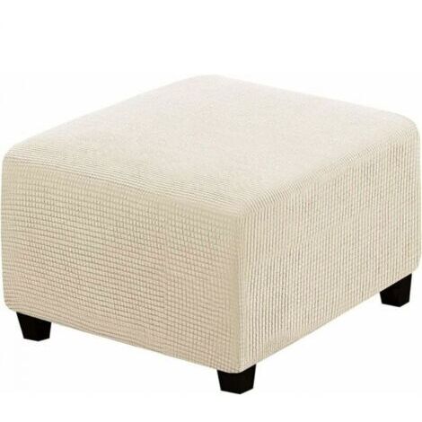 Housse de tabouret carrée élastique pour tabouret de rangement et repose-pieds (beige) (1/5)