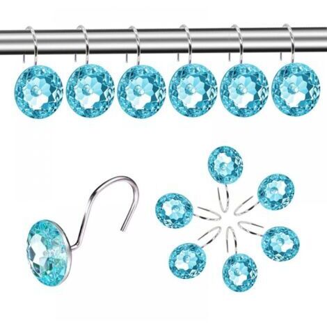 Crochets décoratifs pour rideau de douche - 12 pièces en acrylique transparent avec crochets (1/5)