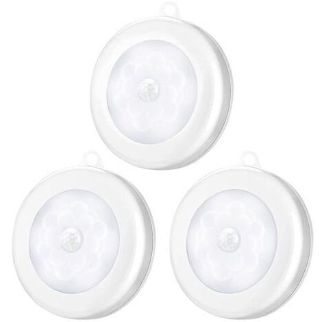 Lampes de Nuit Détecteur de Mouvement, Lot de 3 Veilleuse LED Détecteur Sans Fils Alimenté par Piles pour Chambre, Salon, Garage, Salle de Bain (1/4)