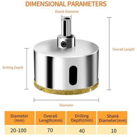 18mm Scie Cloche Diamantée avec Mèche Pilote, Foret Trépan Diamant pour ...
