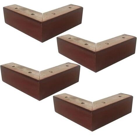 Lot de 4 pieds de meubles en bois massif en forme de L, pour table de chevet, table à thé, meuble de rechange (sans vis) (1/4)