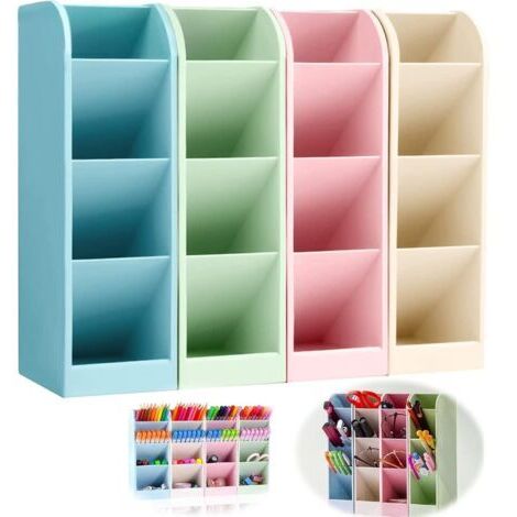 Organiseur de bureau 4 pièces, porte-stylo multifonctionnel en plastique pour ranger pinceaux de maquillage, stylos, fournitures scolaires et de bureau. (1/5)