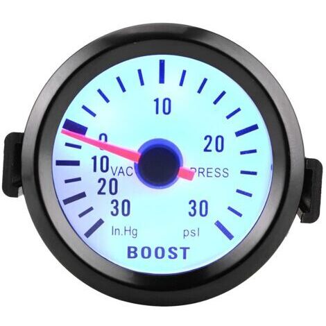 Manomètre universel de pression de suralimentation turbo avec indicateur à aiguille, 0-30 PSI, 12 V, cadran LED bleu, diamètre 52 mm, pour moteurs de voiture (1/4)