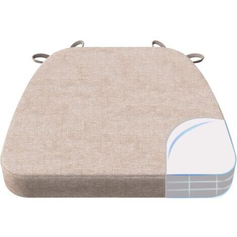 Coussins de chaise en forme de D, 5 cm d'épaisseur, avec attaches et housse amovible et lavable en machine, 43 x 40 cm, beige (1/5)